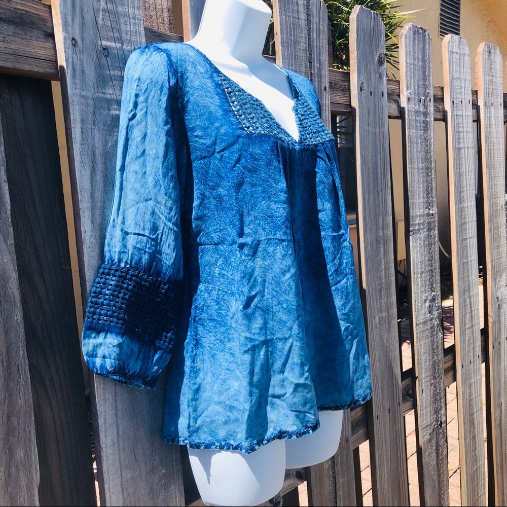 Live & Let Live Tie Dye Top LARGE Crochet Ombre - Picture 3 of 8